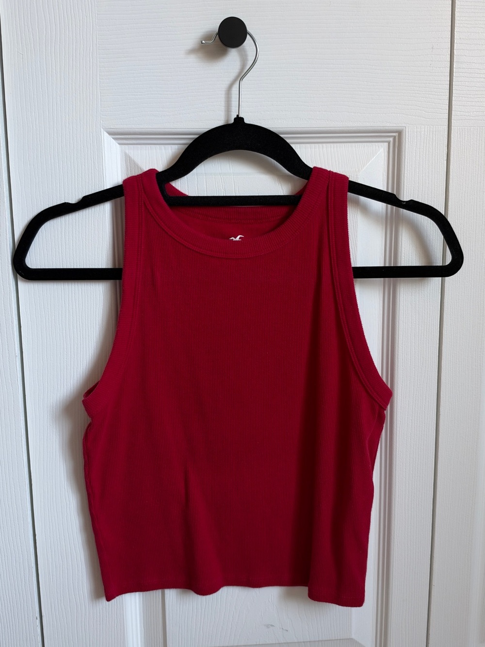 Hollister Cropped Ribbed High-Neck Tank Red